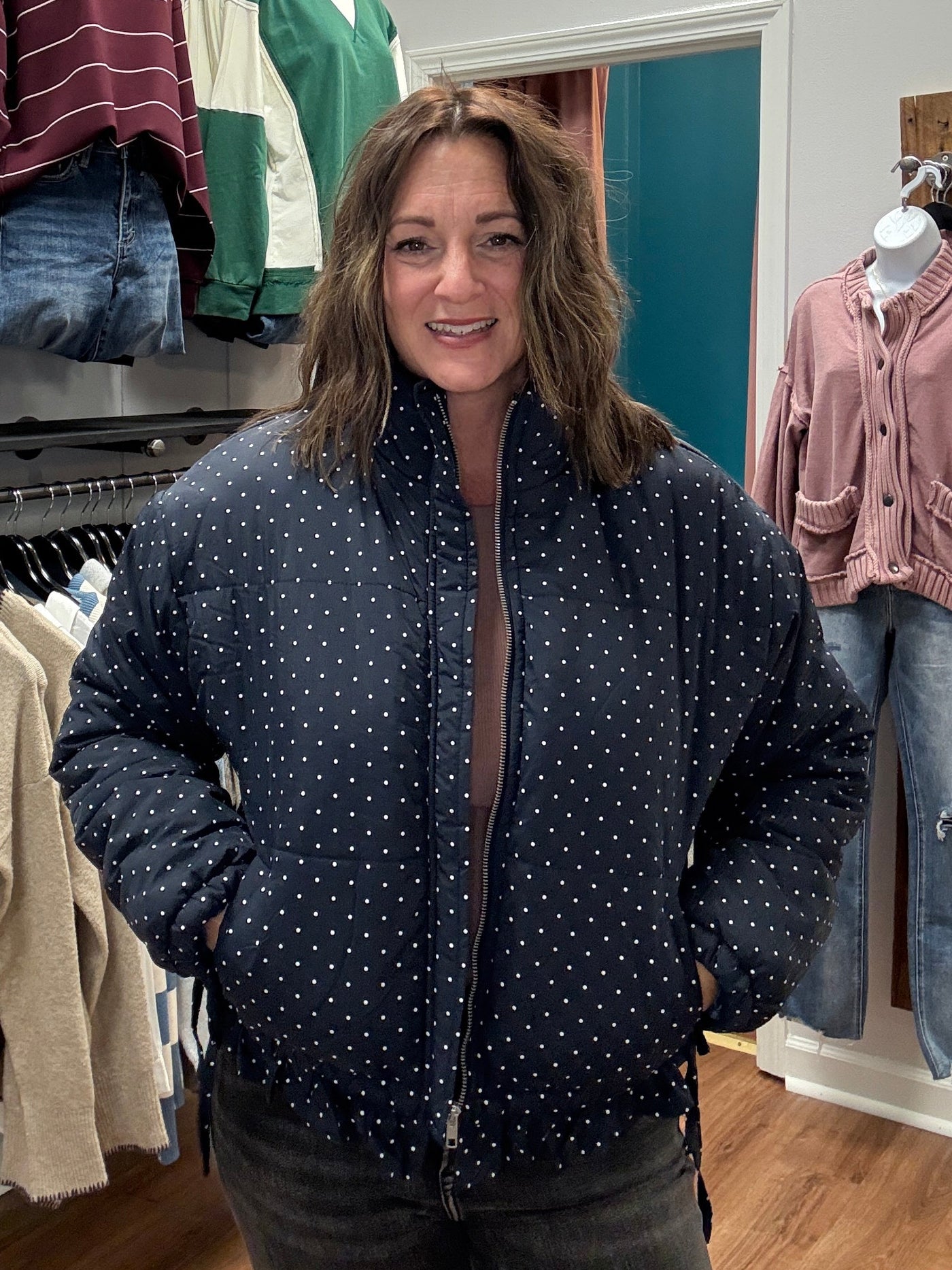 Carissa Polka Dot Quilted Jacket