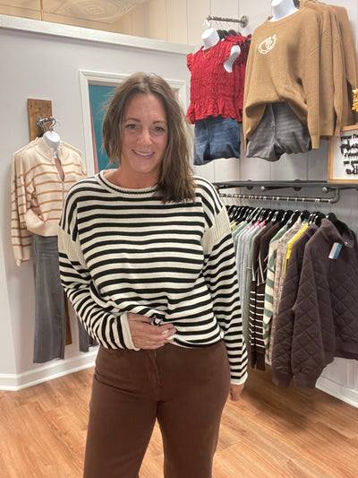 Glinda Striped Knit Crewneck Sweater