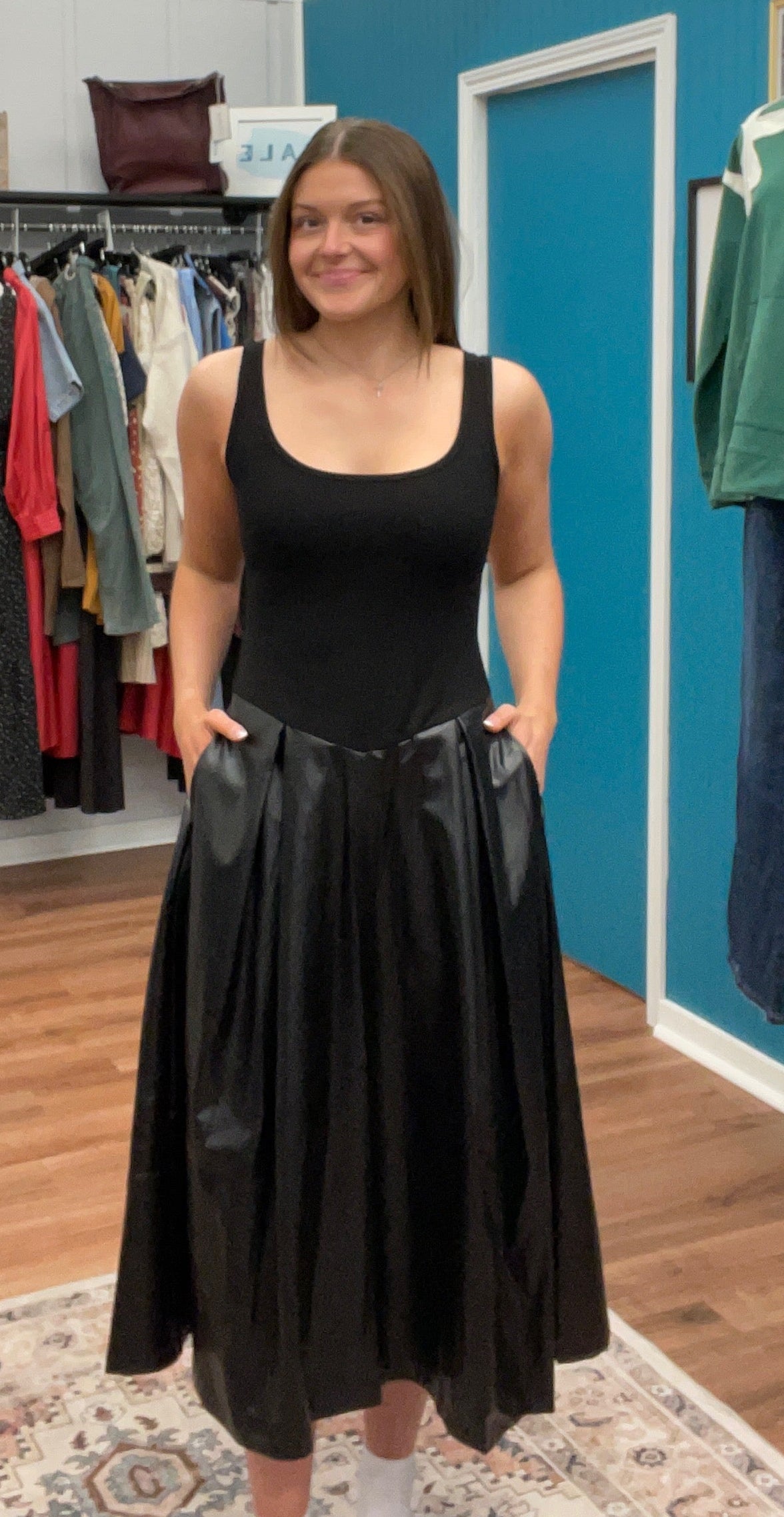 Chrissy Faux Leather Midi Dress