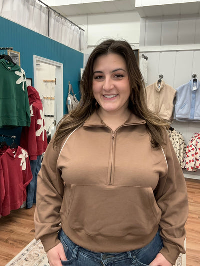 Bells Half Zip Piping Detail Top