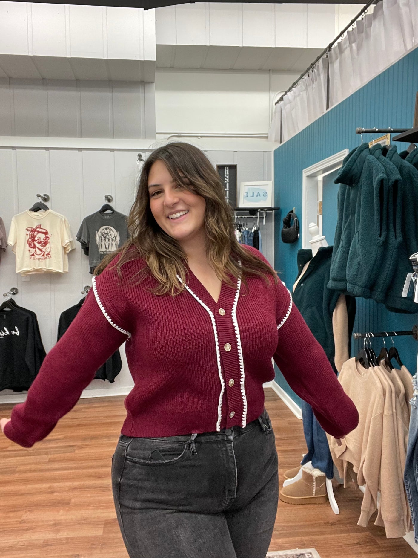 Cranberries Contrast Stitch Cardigan