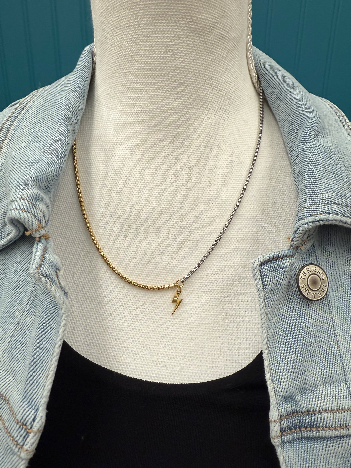 Two Tone Lightening Bolt Necklace