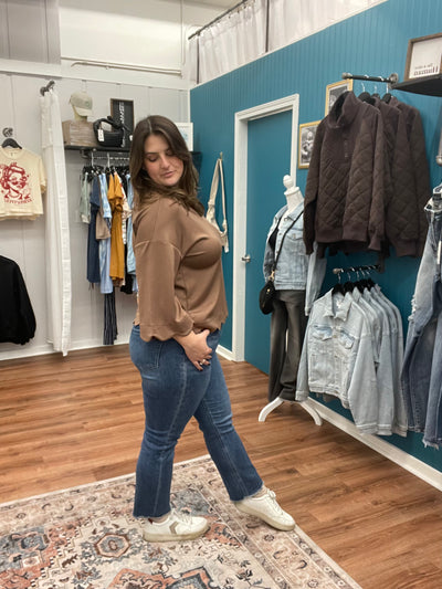 Josie Scallop Edge 3/4 Sleeve Top