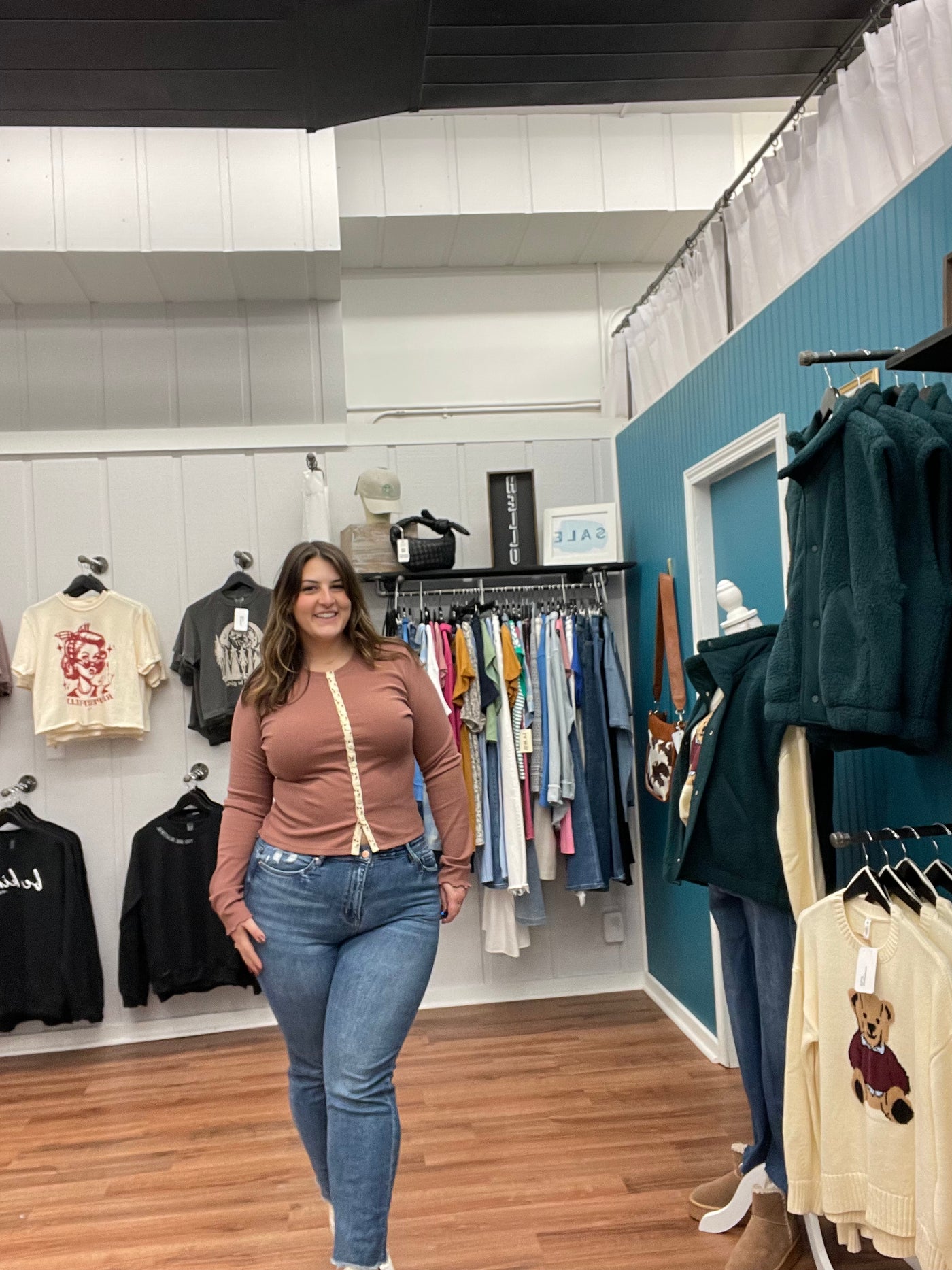 Emma Ribbed Knit Floral Detail Top