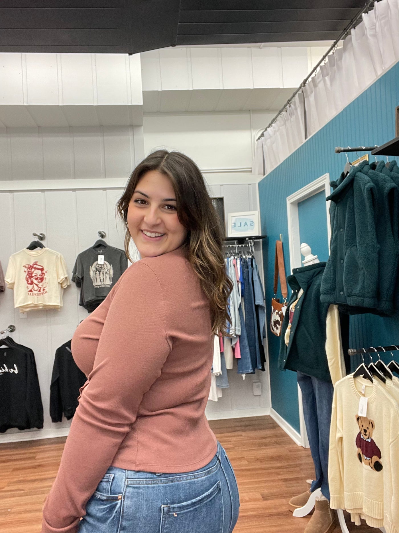 Emma Ribbed Knit Floral Detail Top