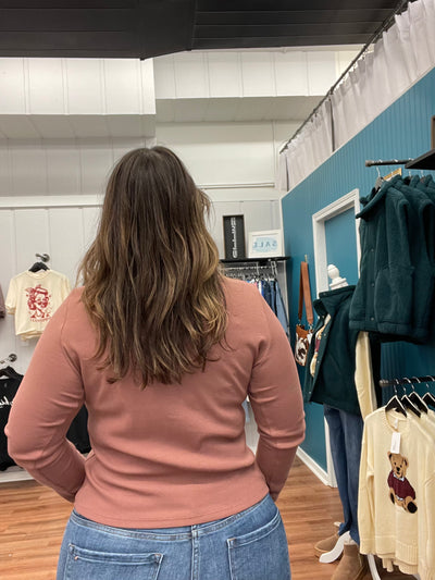 Emma Ribbed Knit Floral Detail Top