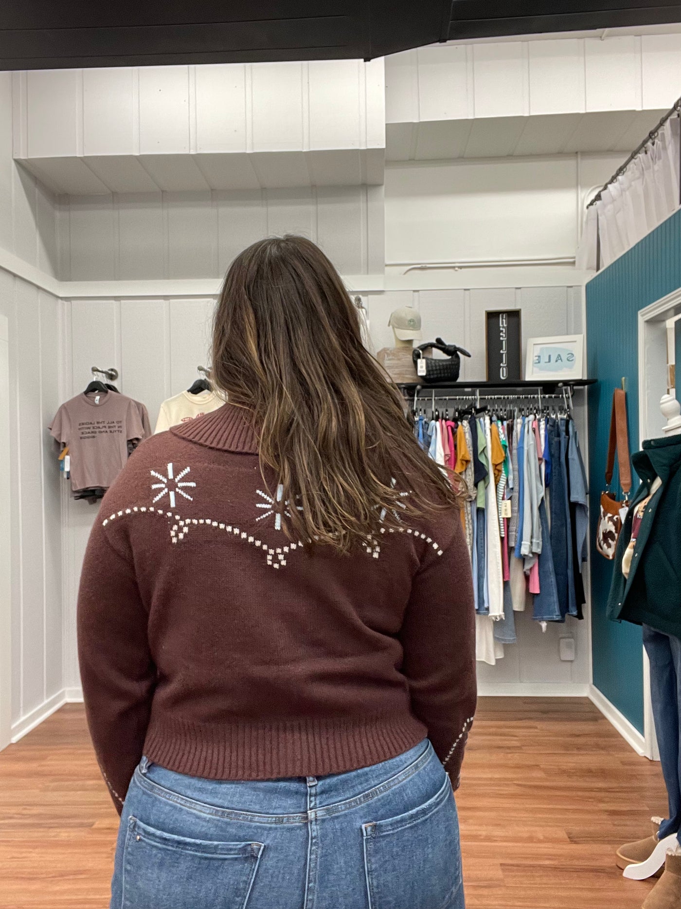 Dreamers Western Motif Sweater Cardigan