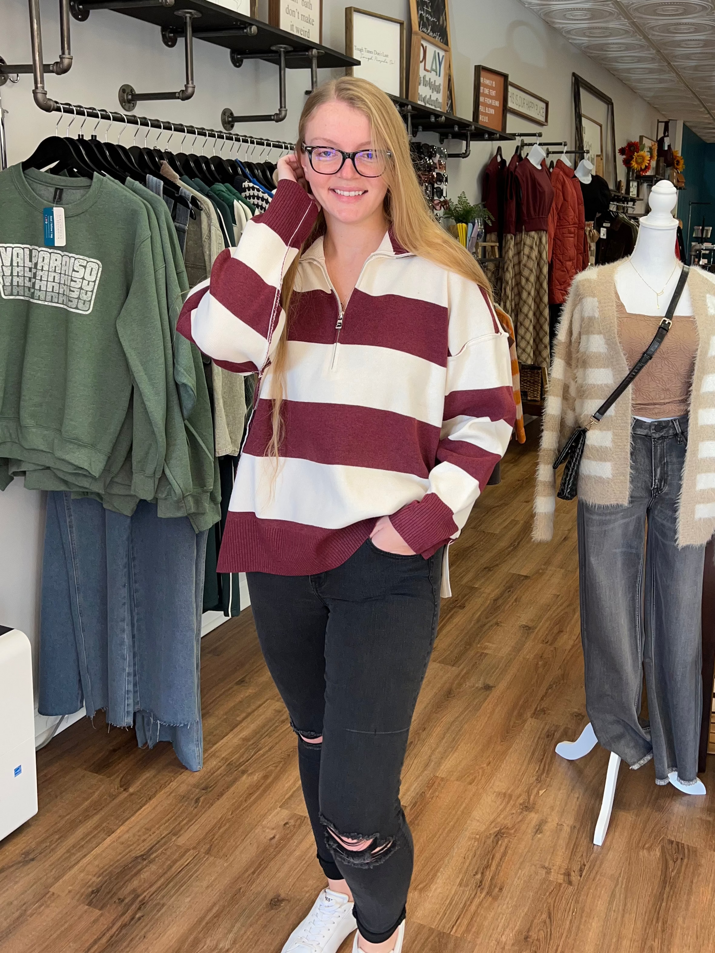 Jordan Drop Shoulder Zip Up Sweater