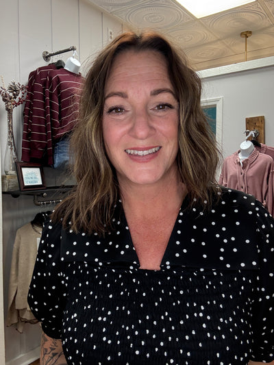 Crystal Collared Polka Dot Blouse