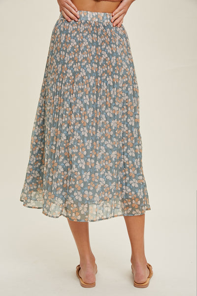 Madison Floral Pleated Midi Skirt