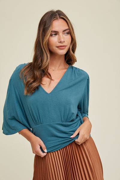 Angie Terry Knit Flutter Sleeve Top