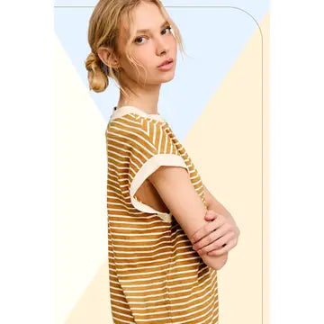 Leesa Nautical Striped Cap Sleeve Top
