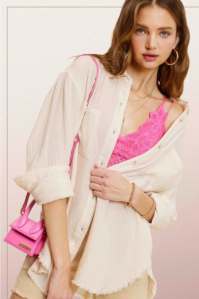 Callie Crinkle Button Down Shirt