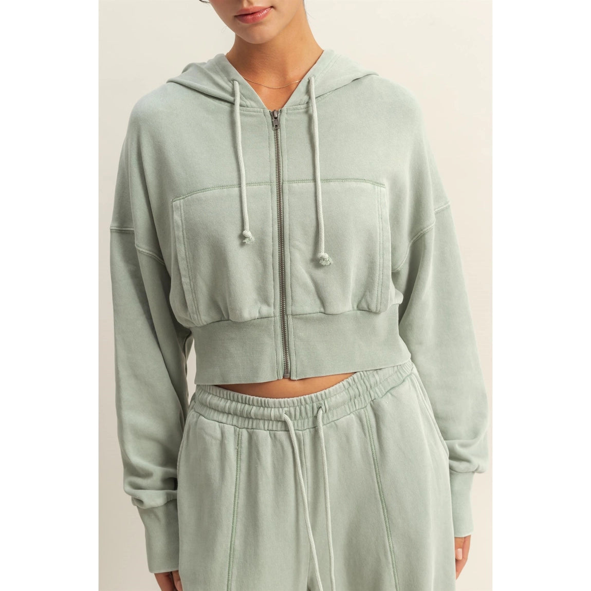 Stevie Cropped Zip Hoodie Sweatshirt