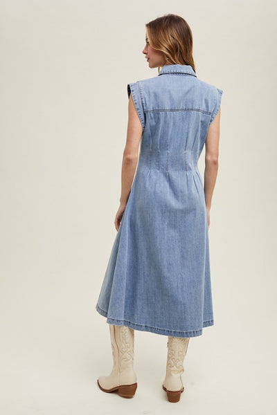 Carlie Button Up Denim Midi Dress