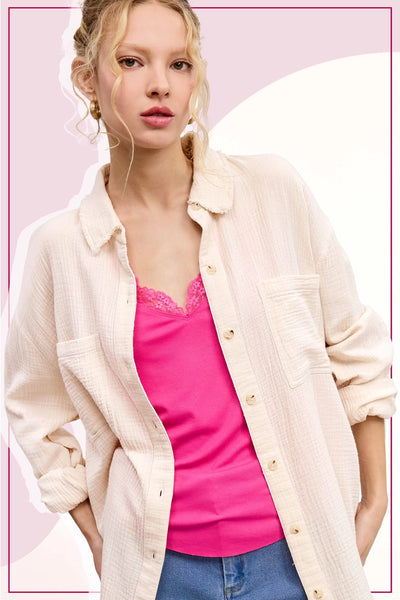 Callie Crinkle Button Down Shirt