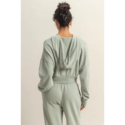 Stevie Cropped Zip Hoodie Sweatshirt