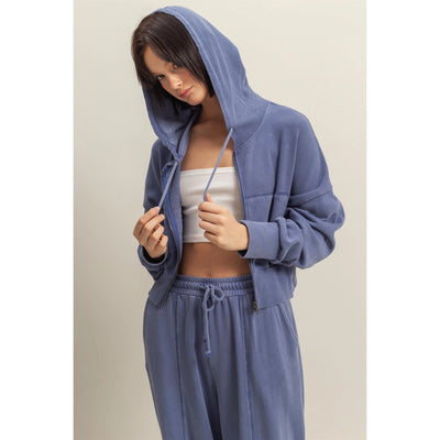 Stevie Cropped Zip Hoodie Sweatshirt