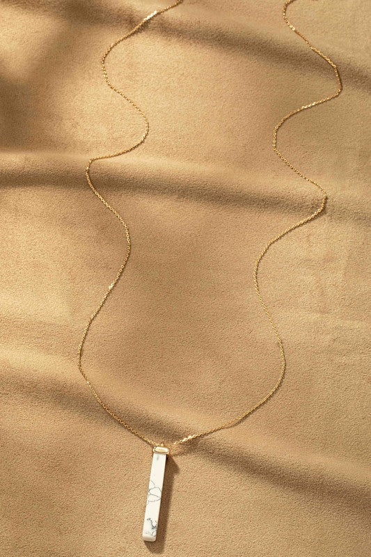 Crush Long Bar Stone Pendant Necklace