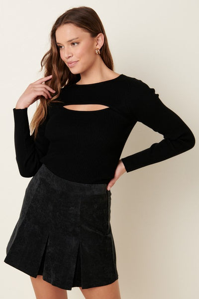 Stacie Round Neck Cut Out Knit