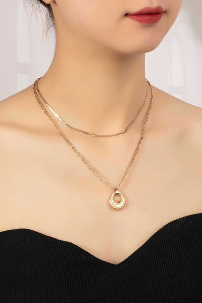 Fancy Two Row Donut Pendant Necklace