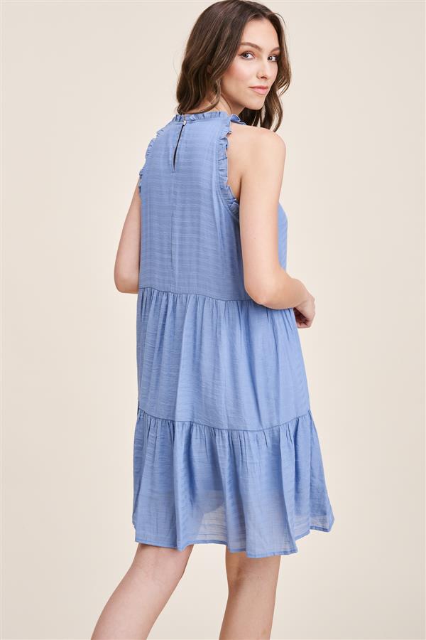Victoria Ruffle Neck Short Sleeve Mini Dress